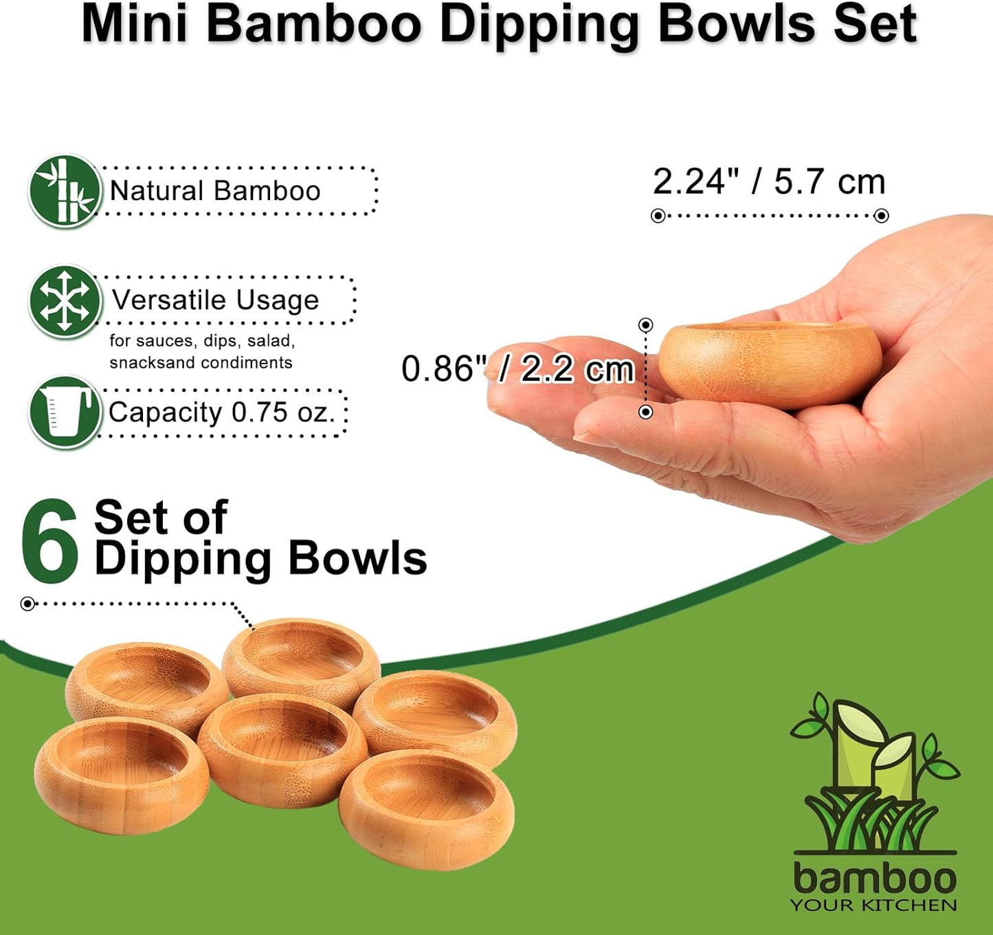 Mini Belly Bowls Set, Bamboo Sauce Dish Dipping Bowls for Appetizers/Dips/Sauce/Nuts, Natural Bamboo Wooden Facial Mask Mixing Bowl for Ladies Women Cosmetic Tool, Round