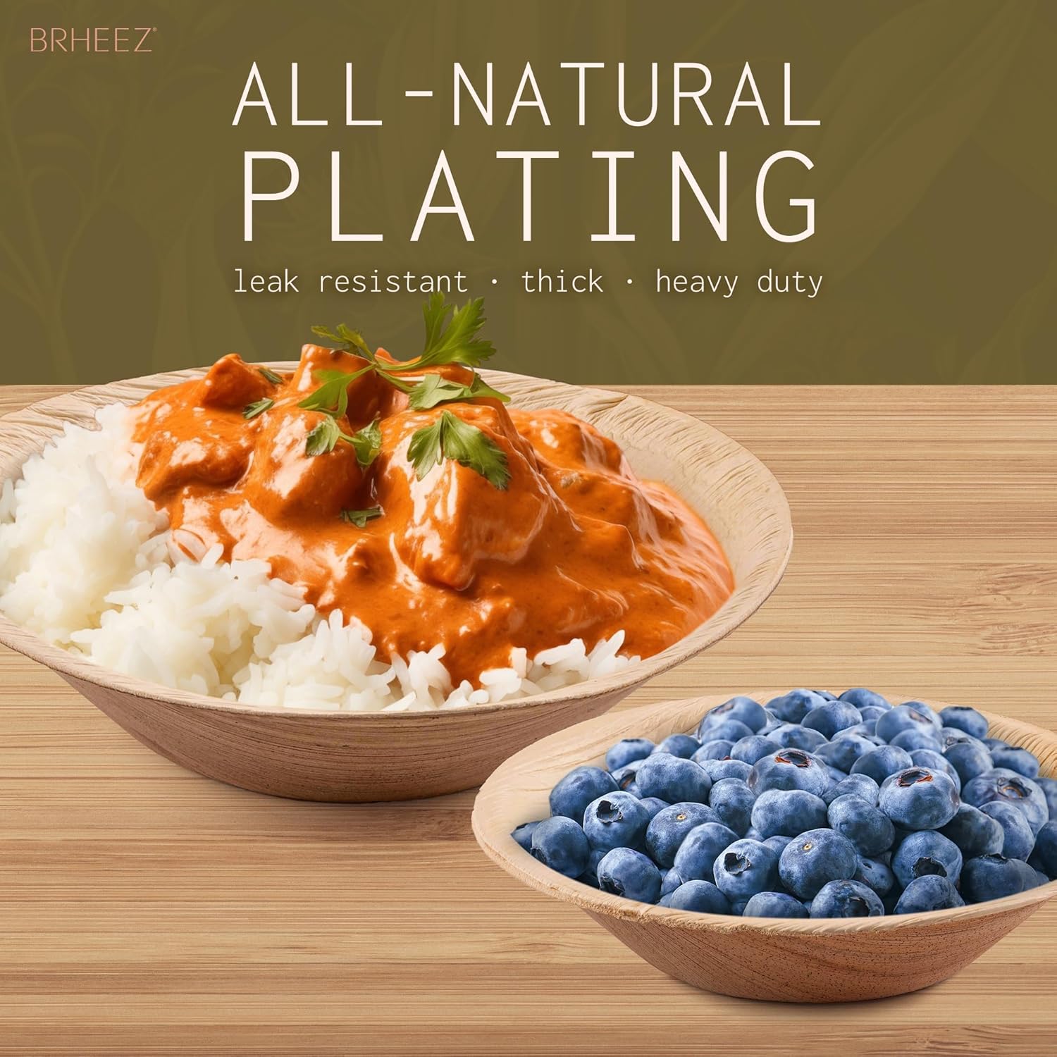 Brheez Palm Leaf Disposable Party Bowls - 4 Inch, 25 Pack, Compostable, Bamboo Look, Heavy Duty, Ecofriendly