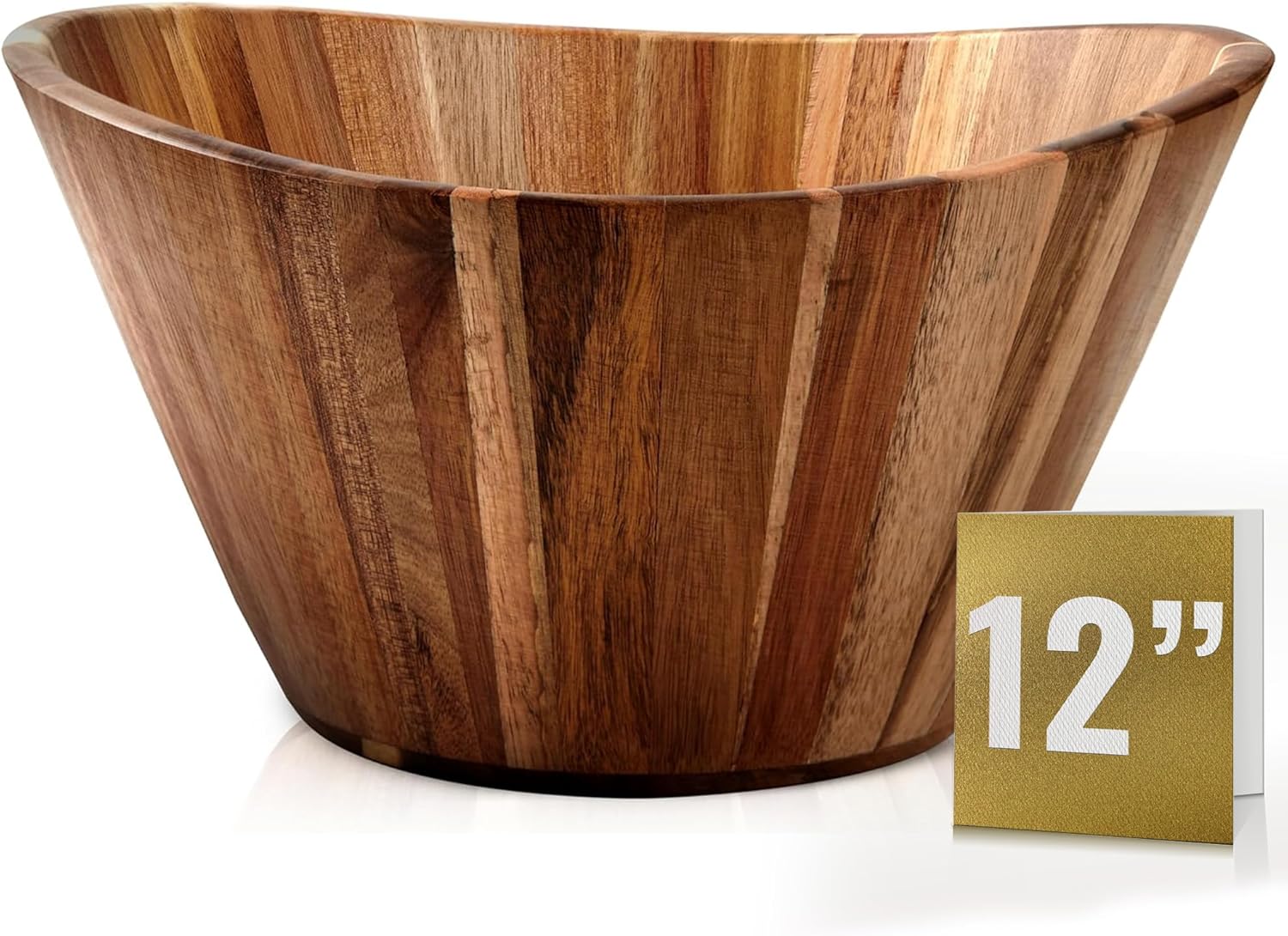 Wooden Salad Bowl Set, Salad Bowls Set of 3 - Wavy Design Salad Bowl Set for Serving, Handmade, Durable and Stylish Natural Wood Dining Accessory by Woodenhouse