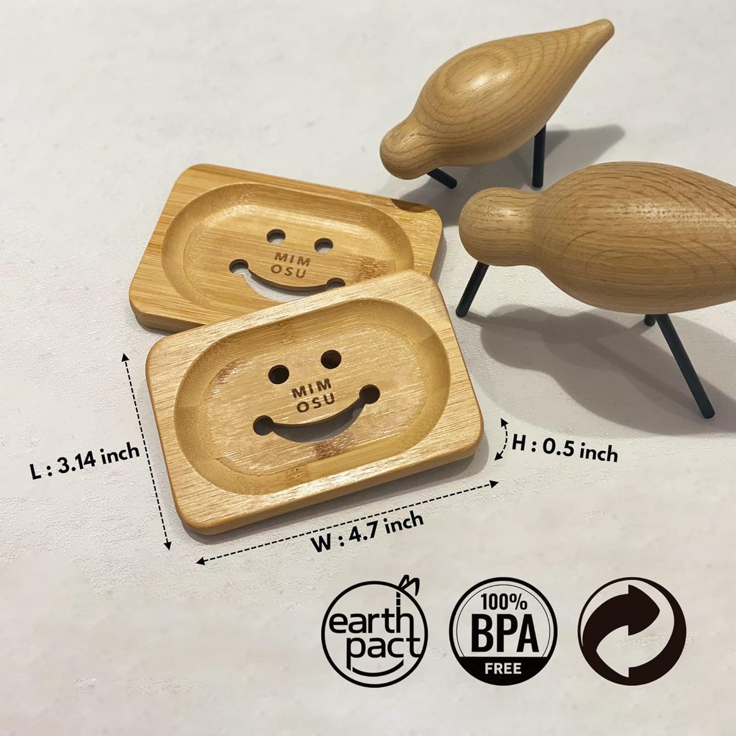 Mimosu Bamboo Soap Dish with Drain - Wooden Holder for Shampoo Bars, Eco-Friendly Bathroom Tray, Zero Waste