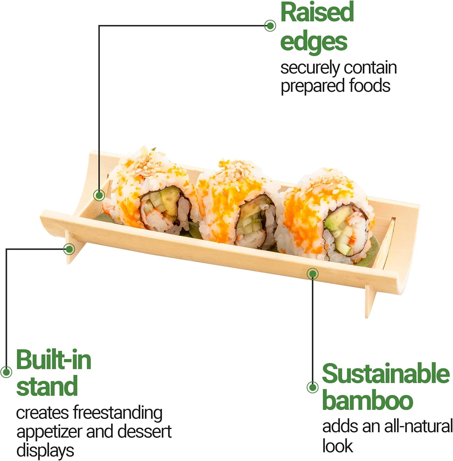 Restaurantware 6 Inch X 2.25 Inch Bamboo Canoe Dishes, 100 Large Bamboo Serving Boats - Heat Resistant, Disposable, Natural Bamboo Sushi Canoe Plates, for Parties or Catering - Restaurantware