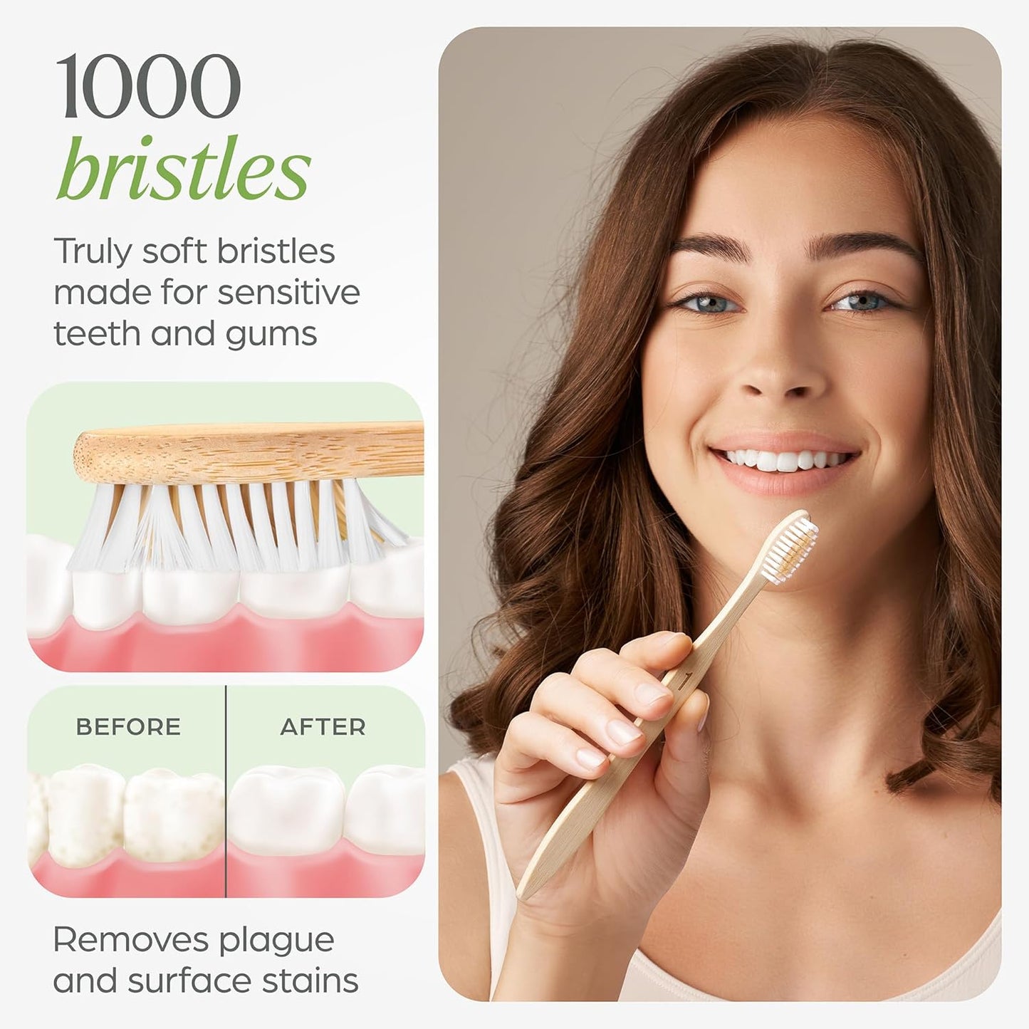 Biodegradable Bamboo Toothbrushes 10 Pack - BPA Free Soft Bristles Toothbrushes, Eco-Friendly, Compostable Natural Wooden Toothbrush