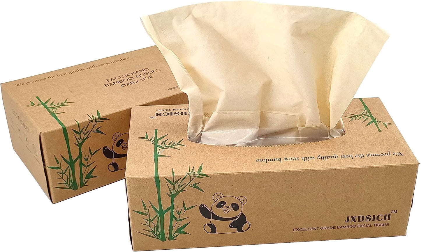 Bamboo Facial Tissues,soft nature bamboo facial tissue,100% virgin bamboo,Bulk carton of 8 boxes (100 Tissues per boxes,800 Tissues Total) | kraft paper Box, 3 Ply tissues