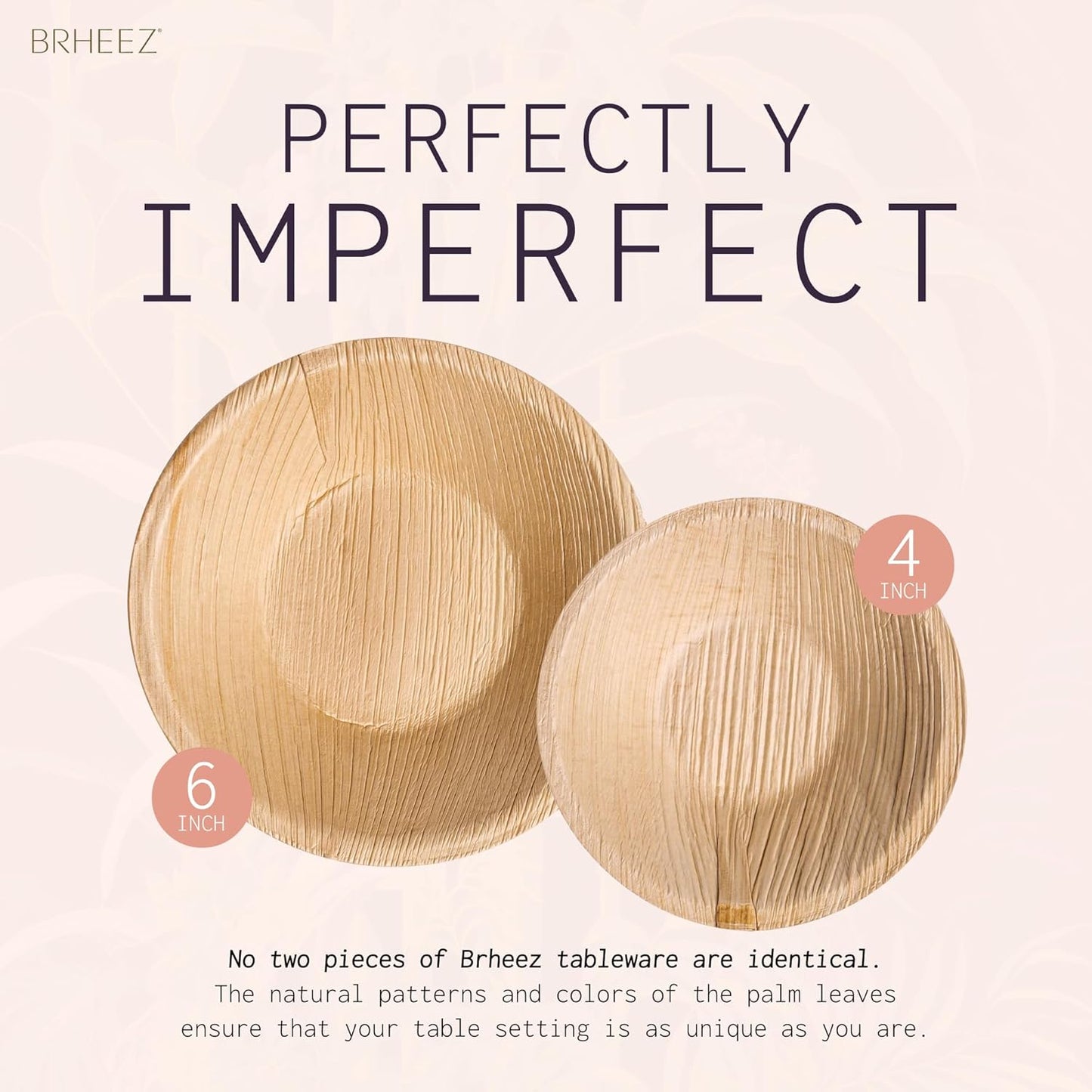 Brheez Palm Leaf Disposable Party Bowls - 4 Inch, 25 Pack, Compostable, Bamboo Look, Heavy Duty, Ecofriendly