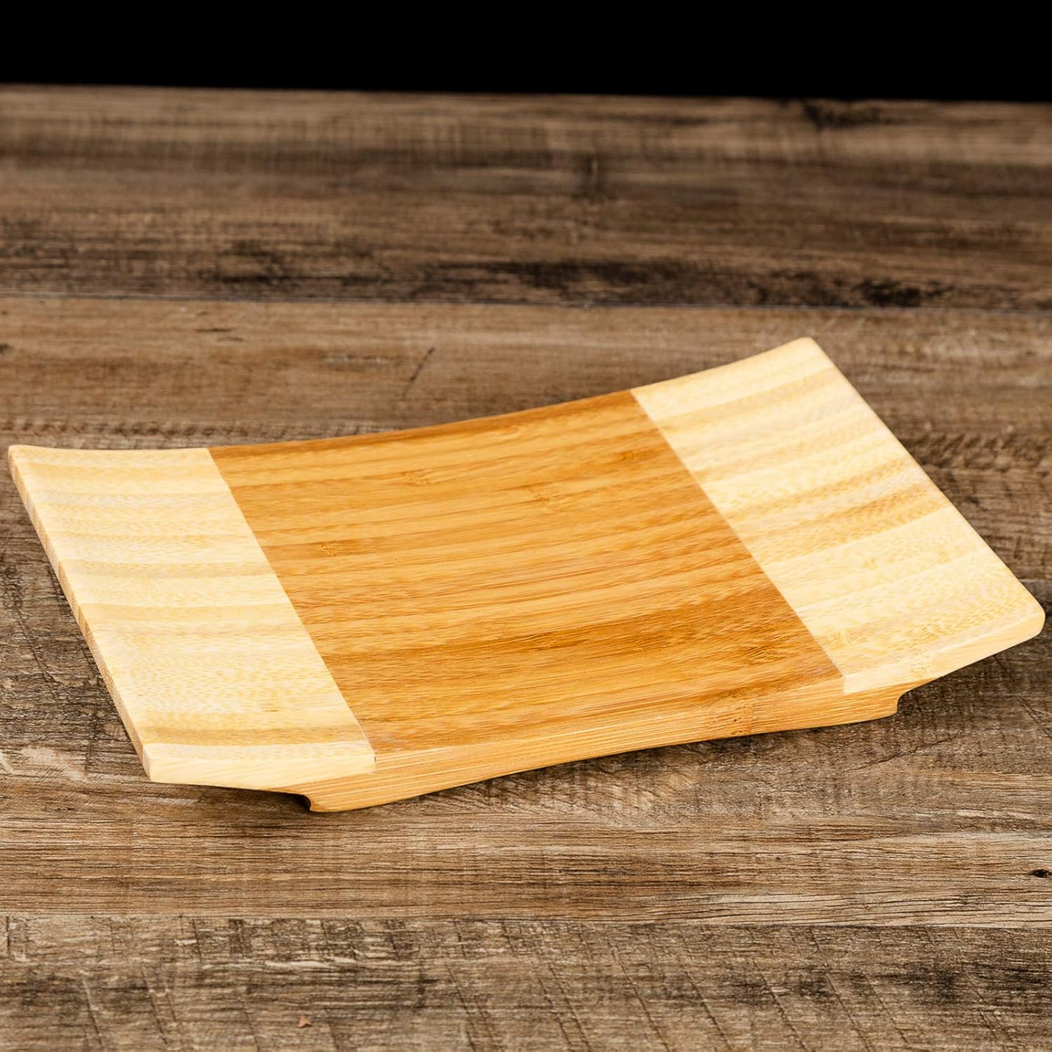 Sashimi Sushi Bamboo Curve Serving Geta Plate - Japanese Style Tableware Bamboo Sushi Board Cutting Tray (L9 X W5.9)