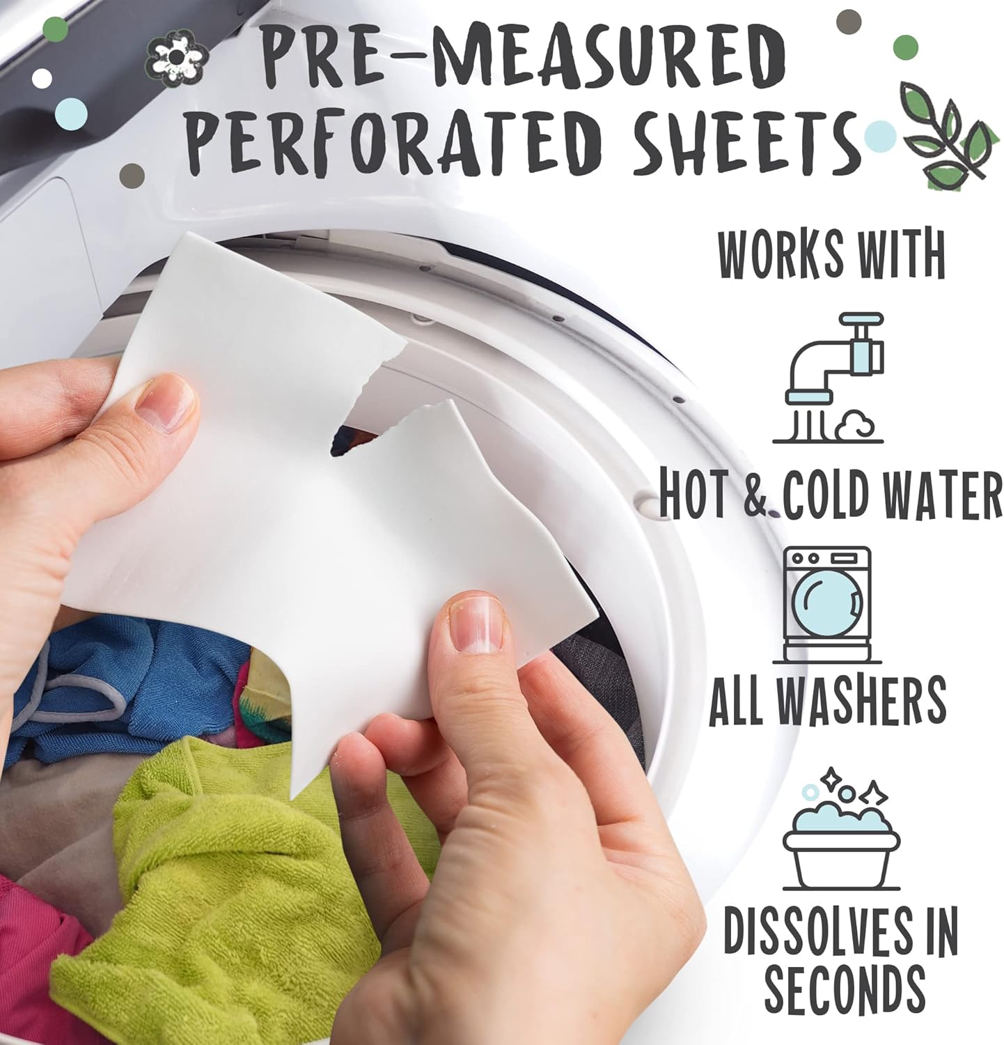 Unscented Laundry Detergent Sheets - 40 Eco Sheets for up to 80 Loads - Fragrance-Free, Zero Plastic Packaging, Travel Laundry Detergent
