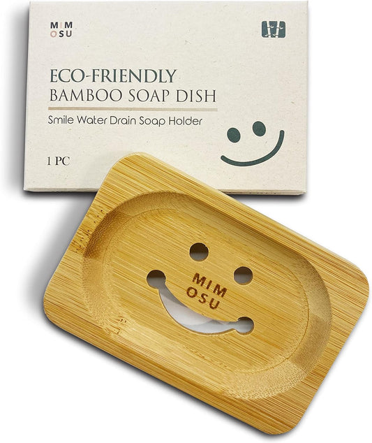 Mimosu Bamboo Soap Dish with Drain - Wooden Holder for Shampoo Bars, Eco-Friendly Bathroom Tray, Zero Waste