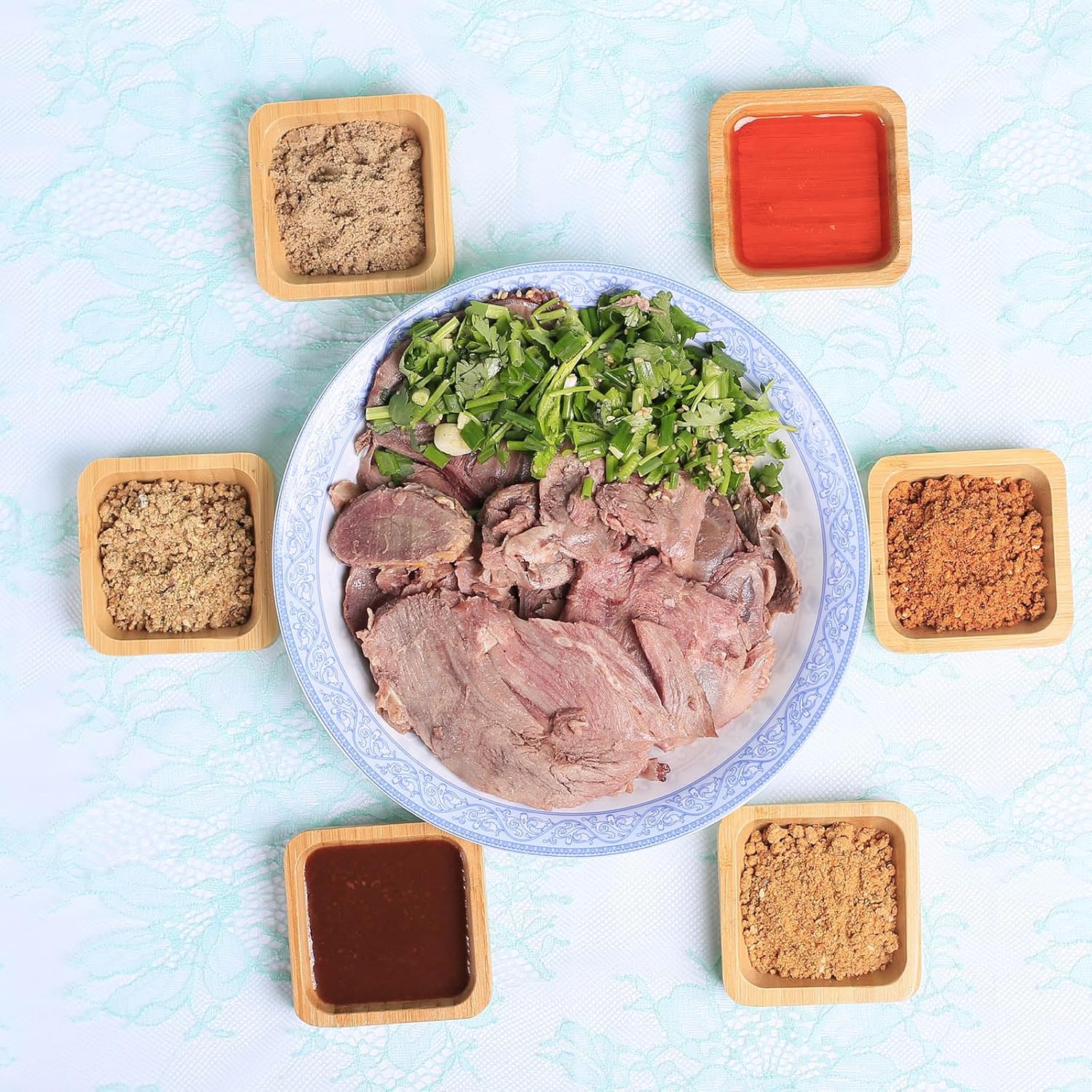 Snack Bowl Set, Small Bamboo Sauce Dish Dipping Bowls for Appetizers, Dips, Sauce, Nuts, Candy, Olives, Seeds, Desserts and More, Square 1.4 Oz
