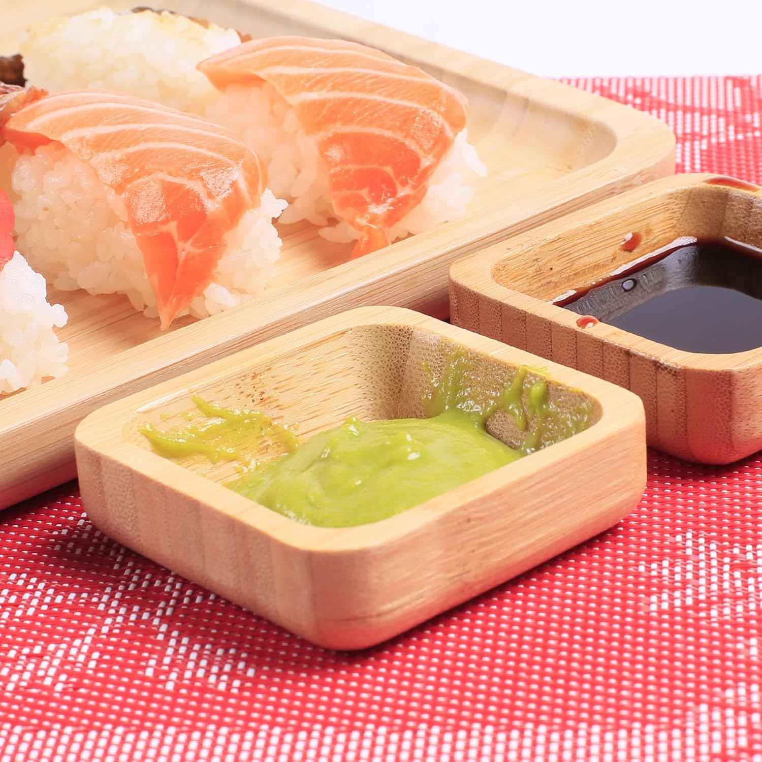 Snack Bowl Set, Small Bamboo Sauce Dish Dipping Bowls for Appetizers, Dips, Sauce, Nuts, Candy, Olives, Seeds, Desserts and More, Square 1.4 Oz