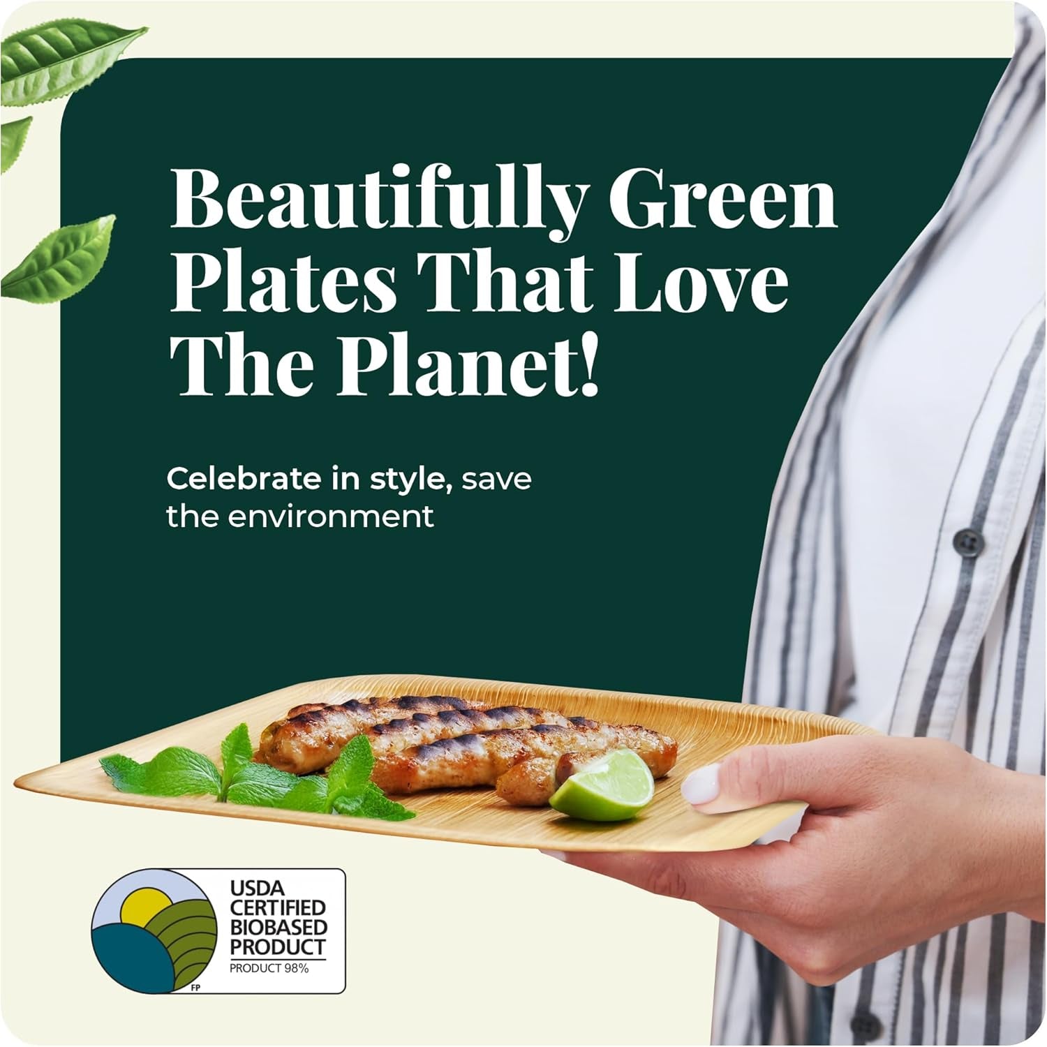 Palm Leaf Plates 4 Inch Bamboo Plate Disposable 100 Pack Small Dessert and Appetizer Square Party Plates Biodegradable Compostable Cocktail Better than Paper Plate by Koalalove