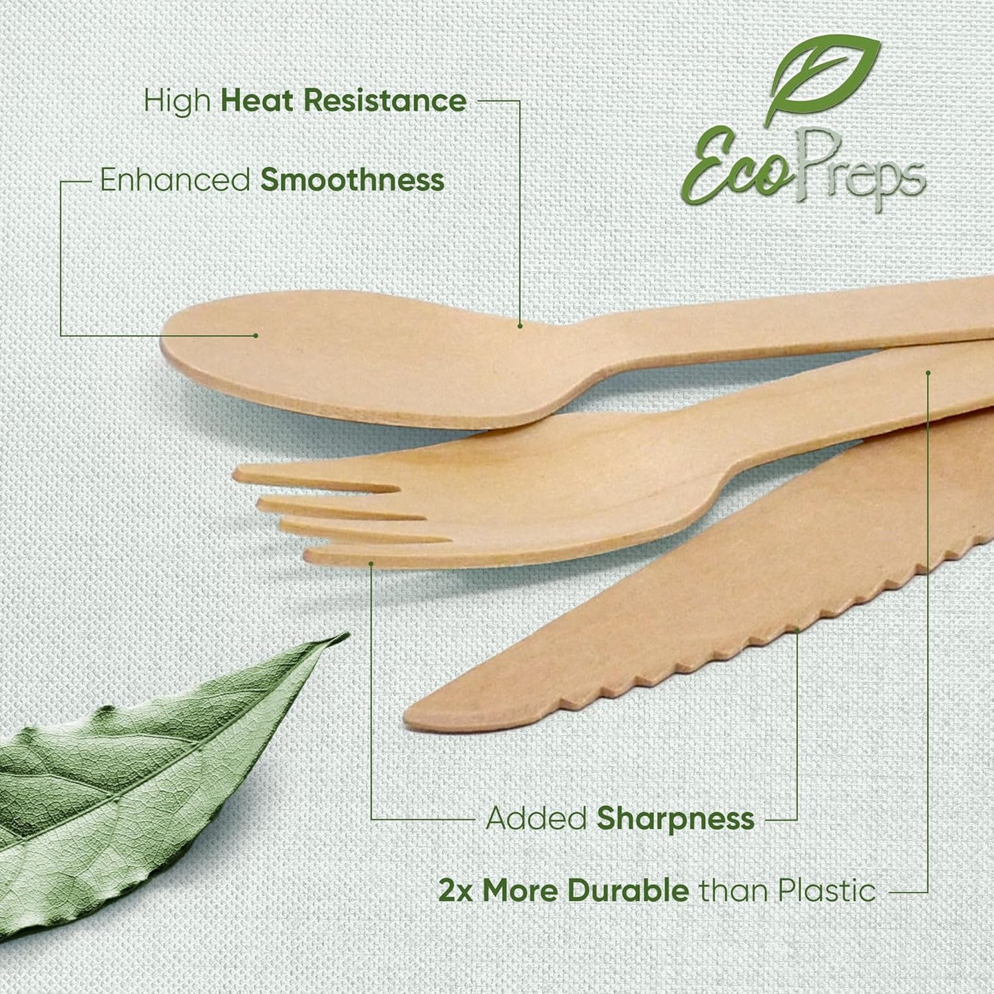 100% Compostable Wooden Cutlery Set (360 PCS - 150 Forks, 125 Spoons, 85 Knives) Eco-Friendly, Natural, Biodegradable Disposable Utensils Set | Birch Wood Disposable Forks, Knives, and Spoons
