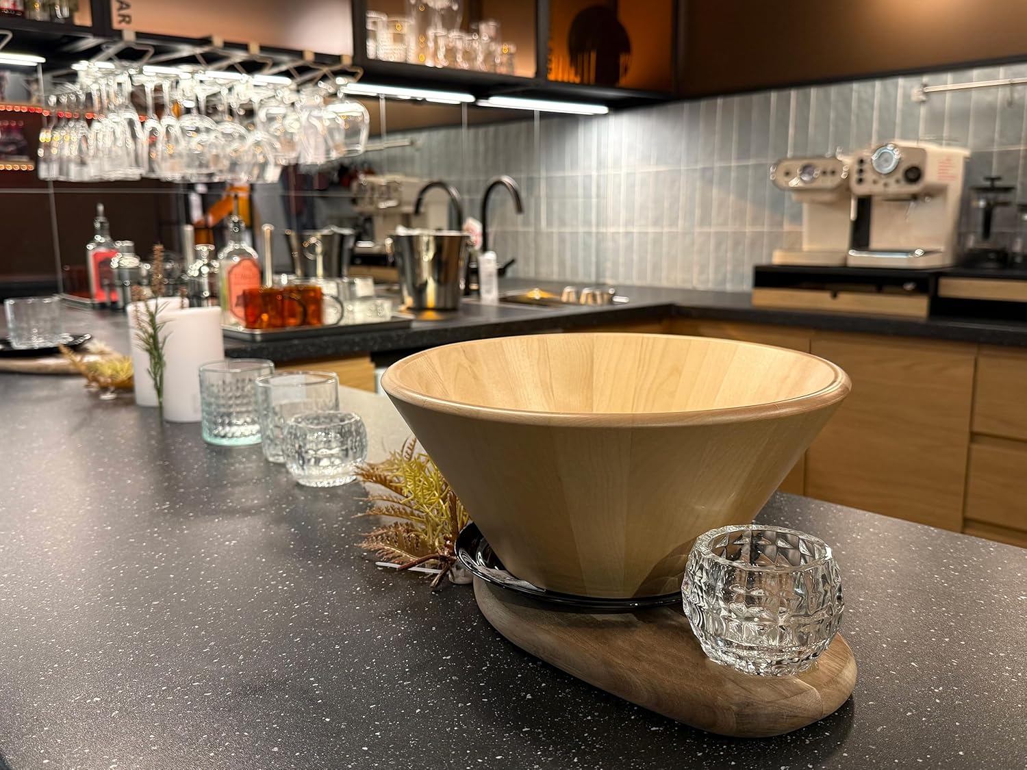 Large Wooden Salad Bowl - 11.5"X 5.2", Wooden Fruit Bowl for Kitchen Counter, Wood Salad Bowl or Serving Bowl for Salad & Fruits