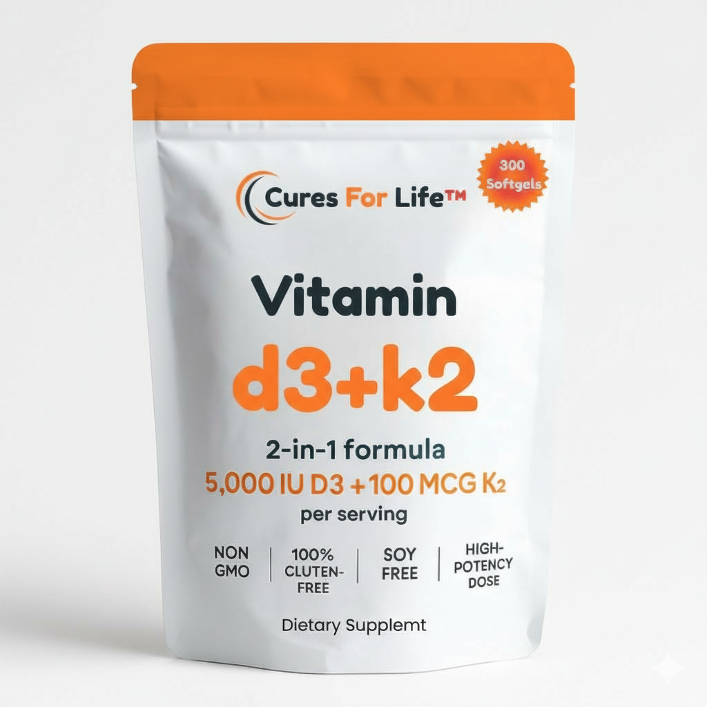 Vitamin D3 + K2 – 2-in-1 High Potency Formula – 300 Softgels