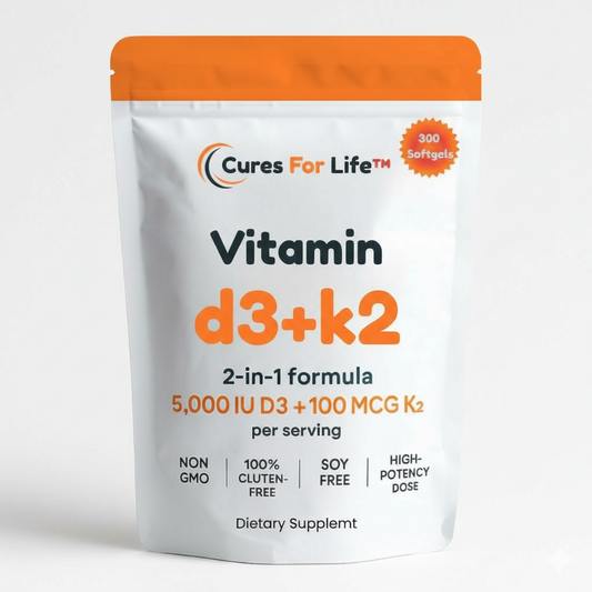 Vitamin D3 + K2 – 2-in-1 High Potency Formula – 300 Softgels