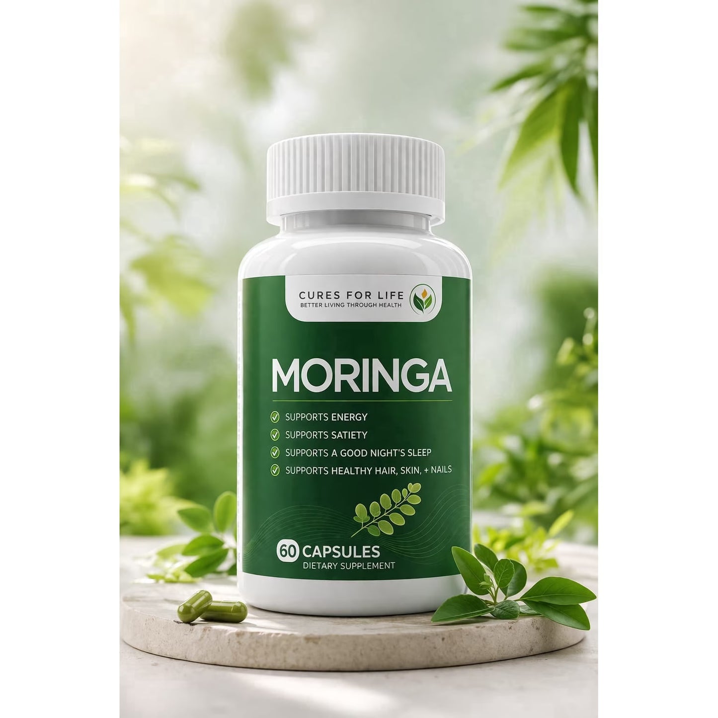 Moringa Capsules 6000mg 60 Count Moringa Leaf Extract for Energy & Immune Support