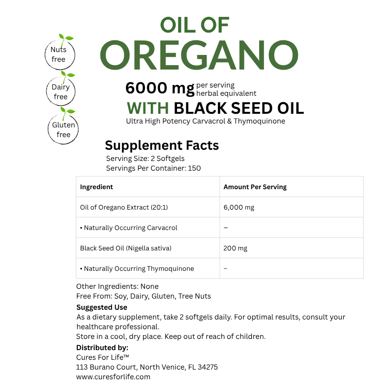 Oil of Oregano, 300 Softgel | Oregano Oil with Black Seed Oil, 4X Strength Carvacrol & Thymoquinone | Plant Based, Non-Gmo | Antioxidant & Immune Support