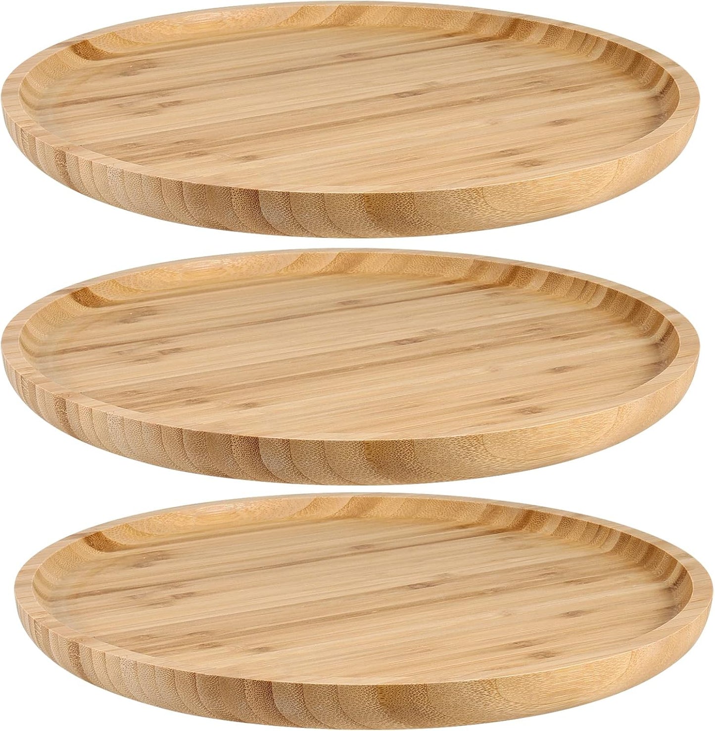 JOIKIT 3 Pack 8 Inch Bamboo Platter, Fine Polished Sqaure Wood Dinner Plates Bamboo Serving Tray for Holding Fruit, Bread, Cheese, Nut, Coffee, Tea, Plant Saucer