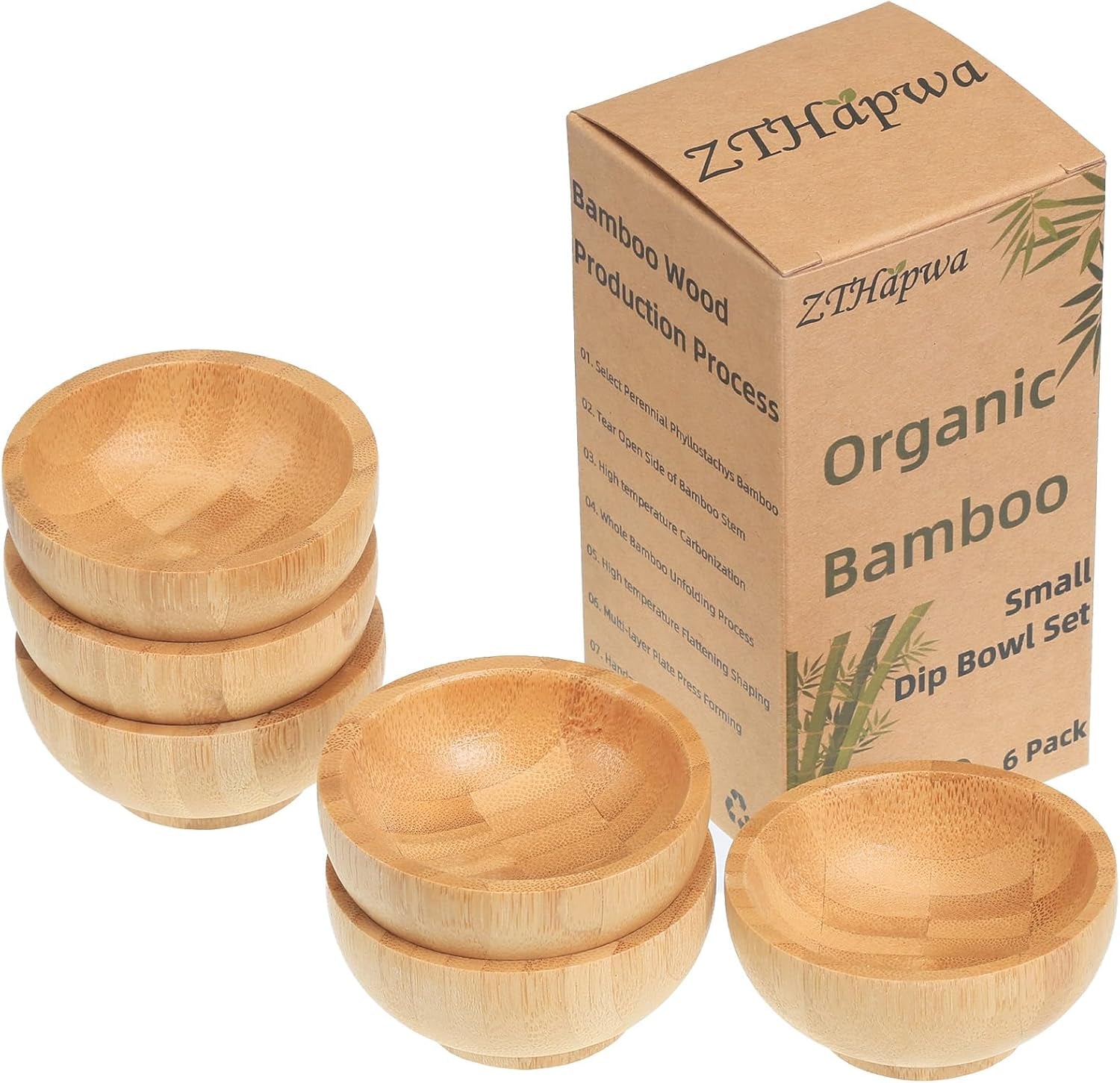 Mini Belly Bowls Set, Bamboo Sauce Dish Dipping Bowls for Appetizers/Dips/Sauce/Nuts, Natural Bamboo Wooden Facial Mask Mixing Bowl for Ladies Women Cosmetic Tool, Round