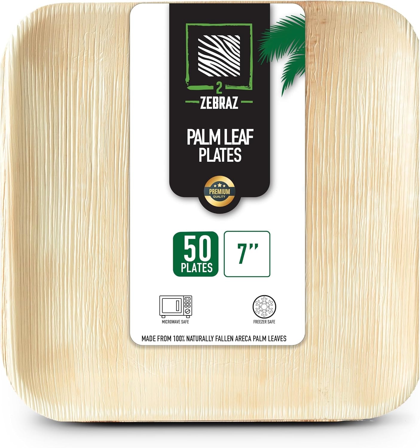 Premium Palm Leaf Disposable Plates – 50Pc Square Set: 25Pc 10” and 25Pc 7”, Heavy-Duty, Microwave Safe, Natural Alternative to Plastic, Ideal for Parties, Weddings, Events, and Everyday Use