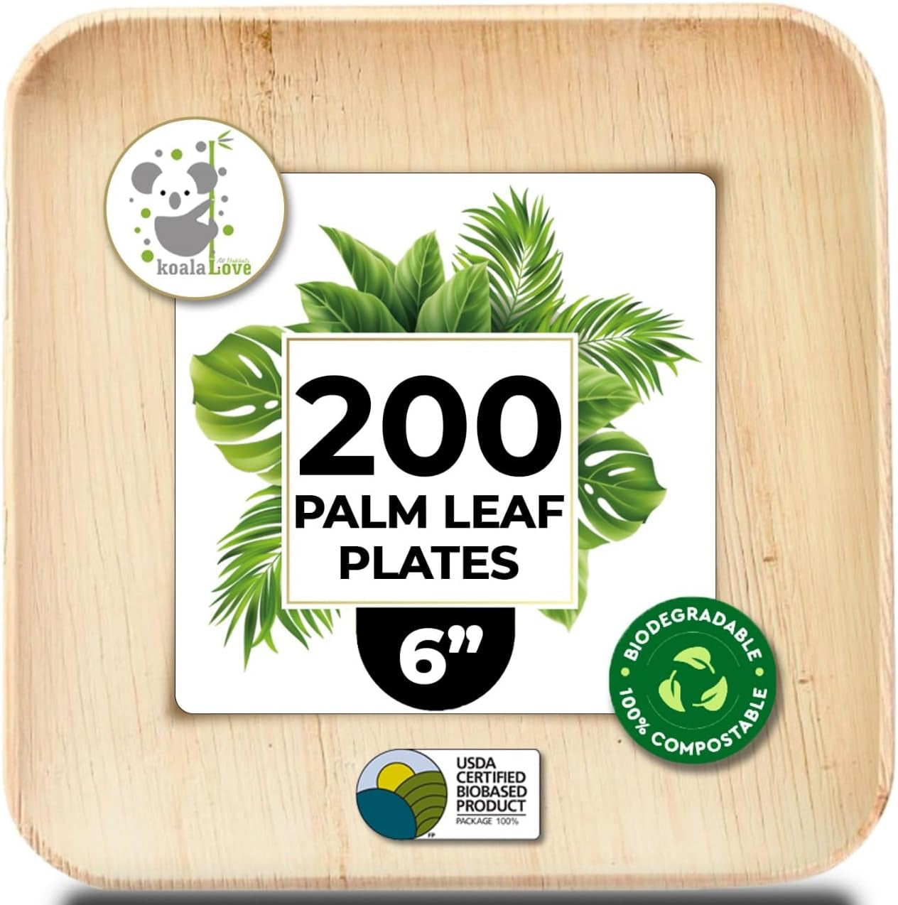 Palm Leaf Plates 4 Inch Bamboo Plate Disposable 100 Pack Small Dessert and Appetizer Square Party Plates Biodegradable Compostable Cocktail Better than Paper Plate by Koalalove