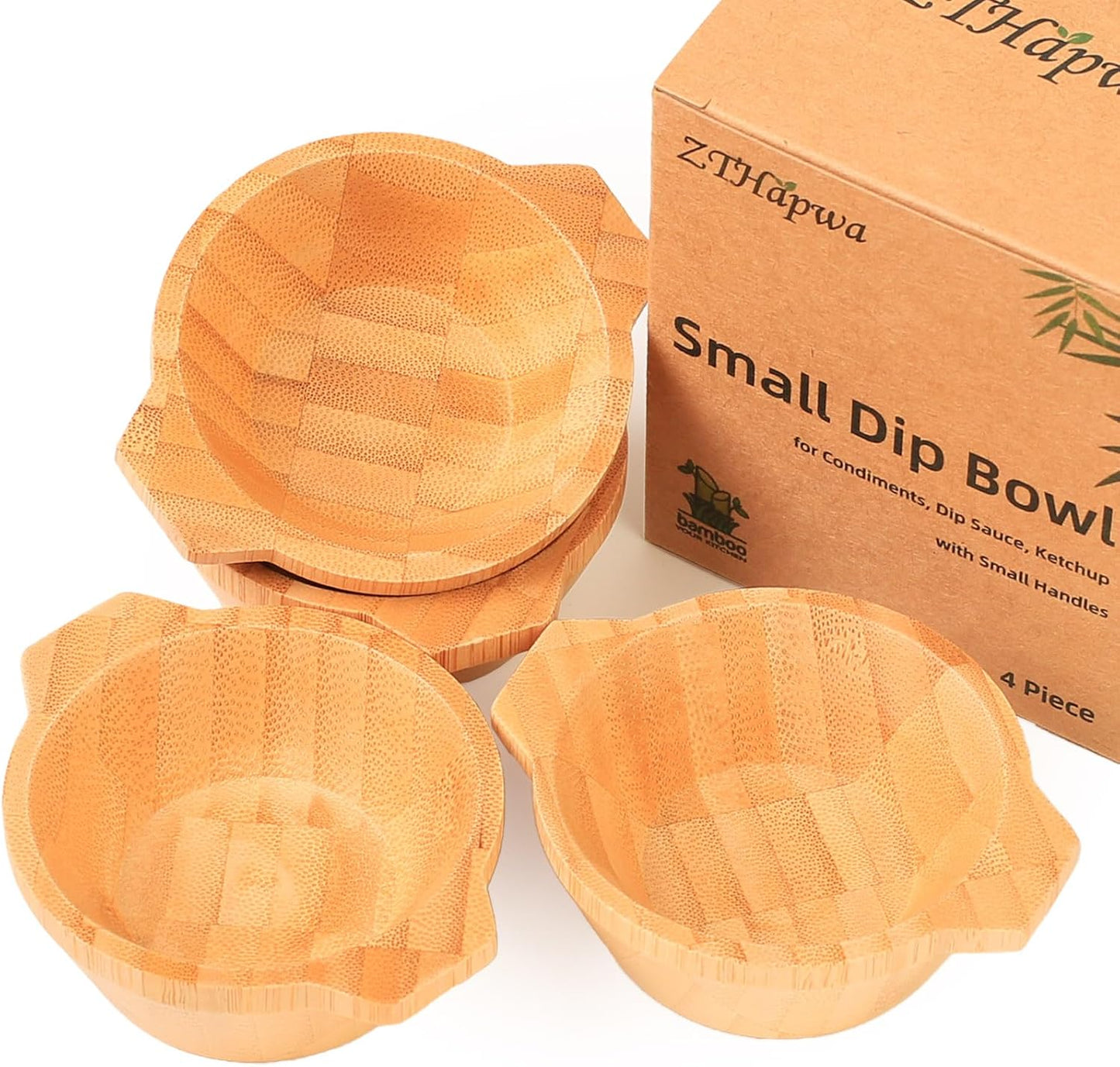 Mini Belly Bowls Set, Bamboo Sauce Dish Dipping Bowls for Appetizers/Dips/Sauce/Nuts, Natural Bamboo Wooden Facial Mask Mixing Bowl for Ladies Women Cosmetic Tool, Round