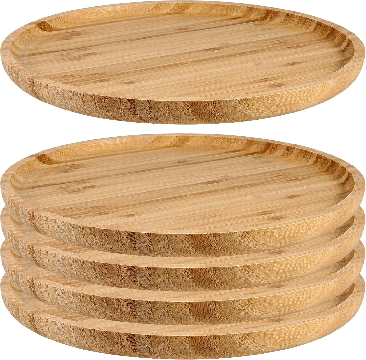 JOIKIT 3 Pack 8 Inch Bamboo Platter, Fine Polished Sqaure Wood Dinner Plates Bamboo Serving Tray for Holding Fruit, Bread, Cheese, Nut, Coffee, Tea, Plant Saucer