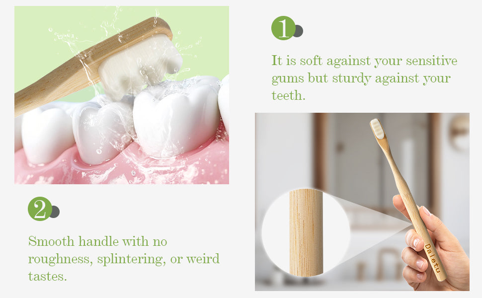 Bamboo Toothbrush, Biodegradable Toothbrushes Extra Soft Bristles, 20000 Soft Natural Bristle Toothbrush, Eco Friendly Toothbrushes for Sensitive Teeth Gum Recession - 4 Pack
