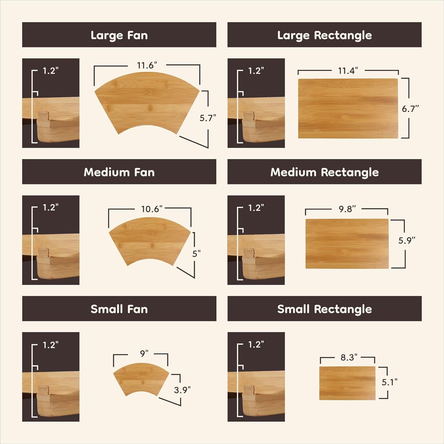 Bamboomn Bamboo Sushi Plate/Tray, Chopsticks and Compartment Sauce Dish, 8.3" Rectangle - 4 Sets
