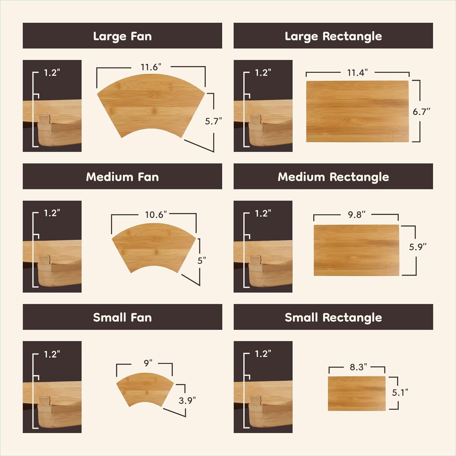 Bamboomn Bamboo Sushi Plate/Tray, Chopsticks and Compartment Sauce Dish, 8.3" Rectangle - 4 Sets