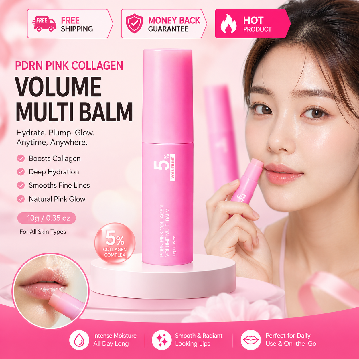 MEDICUBE PDRN Pink Collagen Volume Multi Balm 10g for hydrated radiant skin