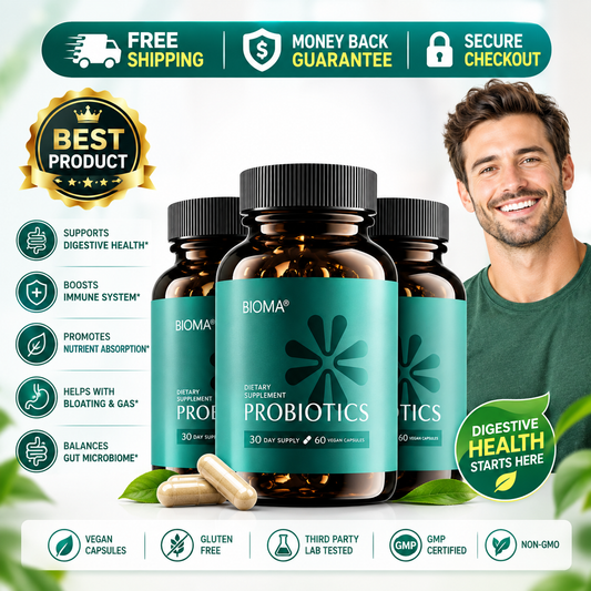 Bioma Synbiotic Probiotics for daily gut health and digestive wellness support.