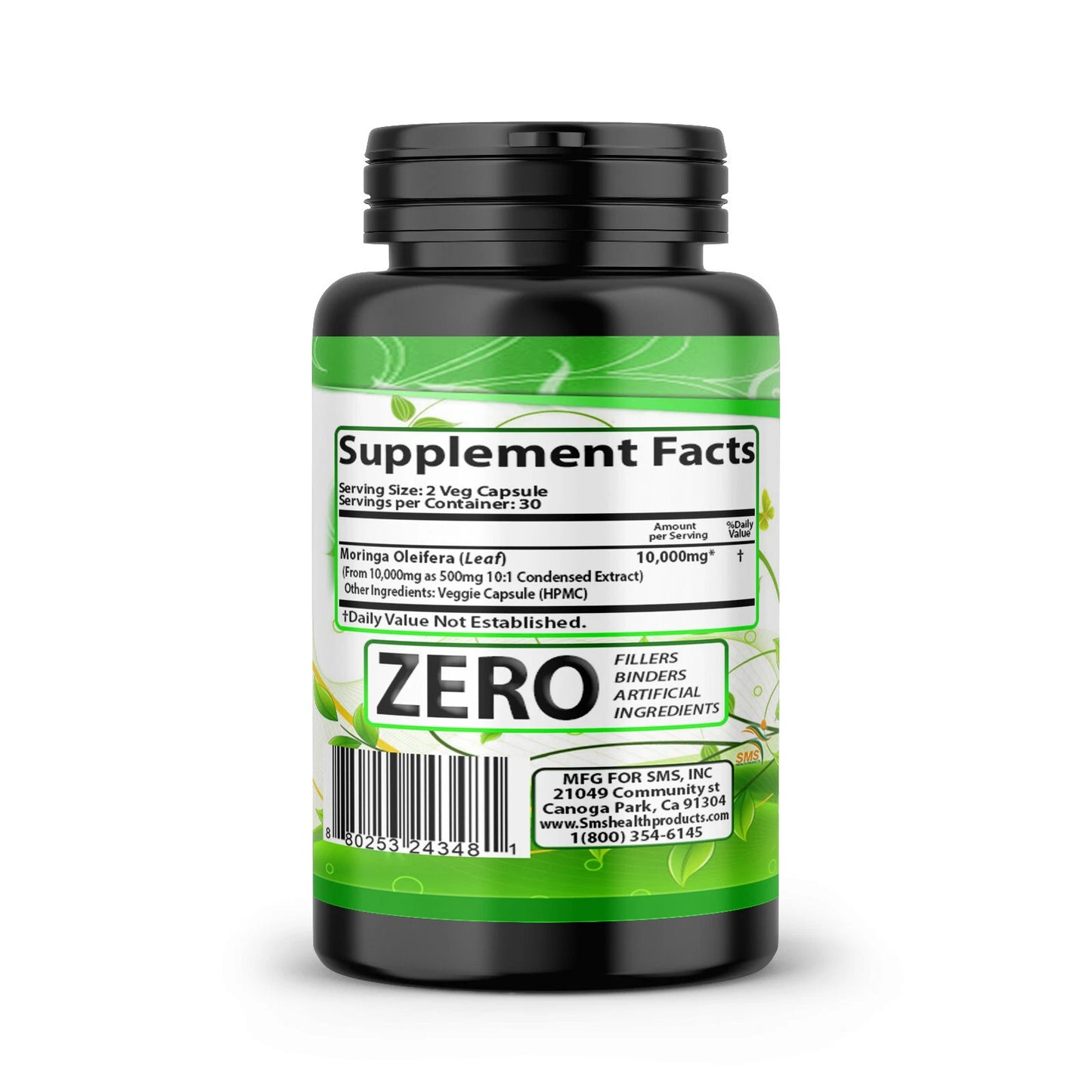 Moringa Oleifera Organic Leaf Extract 10,000mg Serving 100% Pure Capsules 60 CT