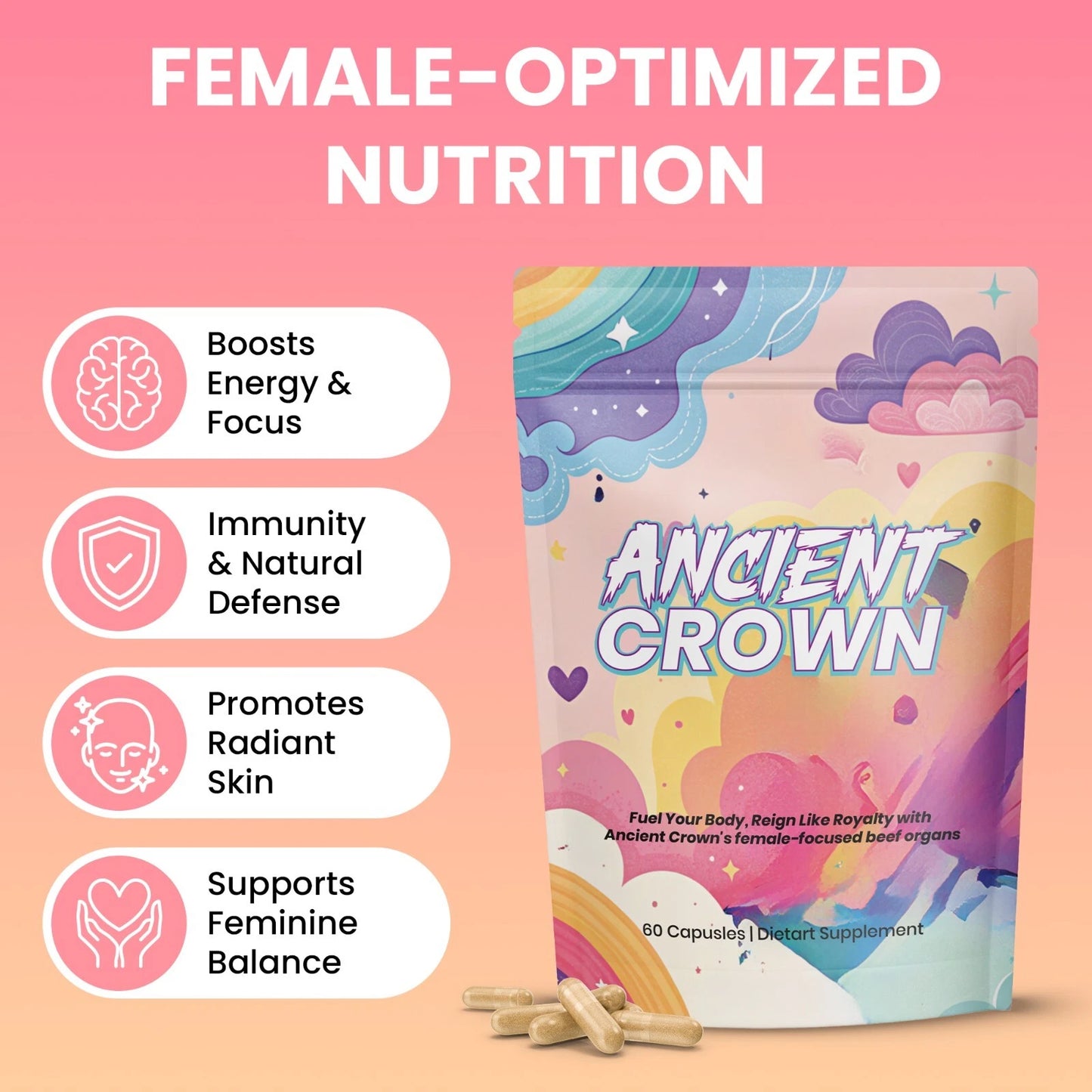Ancient Crown Beef Organ Supplement for Women 60 capsule