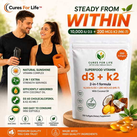 Vitamin D3 10000 IU with K2 MK-7 200 mcg, 300 Softgels