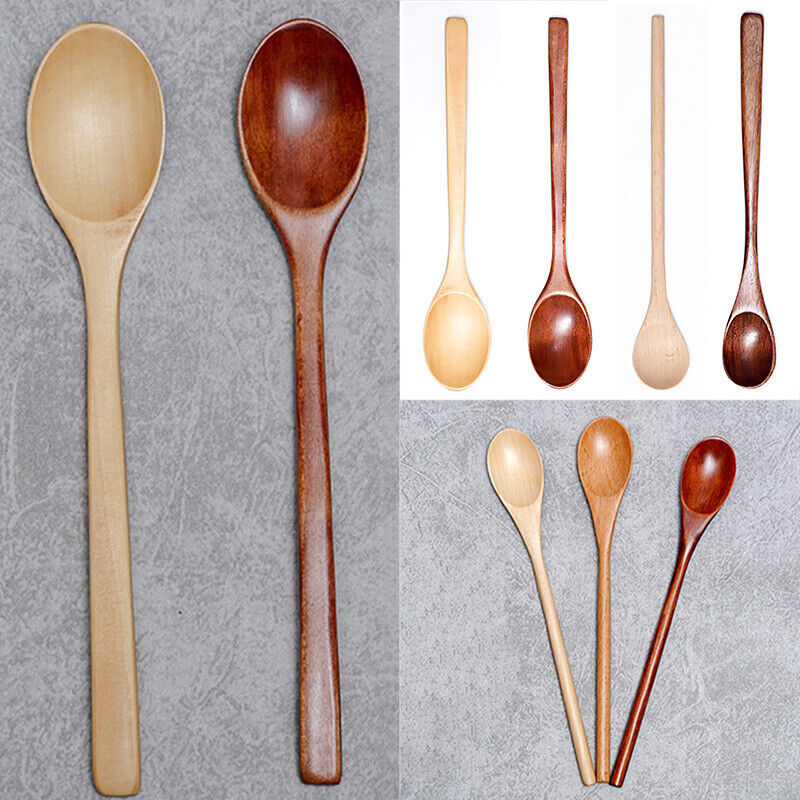 Cutlery Wooden Long Handle Spoon Coffee Teaspoon Dessert Honey Stirring Spoons