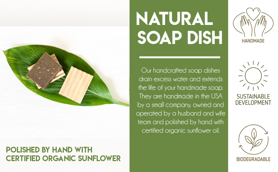 2 Pack Soap Dish, Draining Dish for Our Shampoo Bars & Conditioner Bars, 100% Natural Poplar Wood, No Chemical Varnish, Lacquer or Stain is Used, Handmade in The USA (Regular)