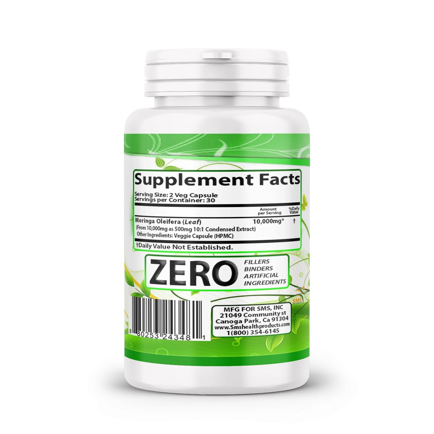 Moringa Oleifera Organic Leaf Extract 10,000mg Serving 100% Pure Capsules 60 CT