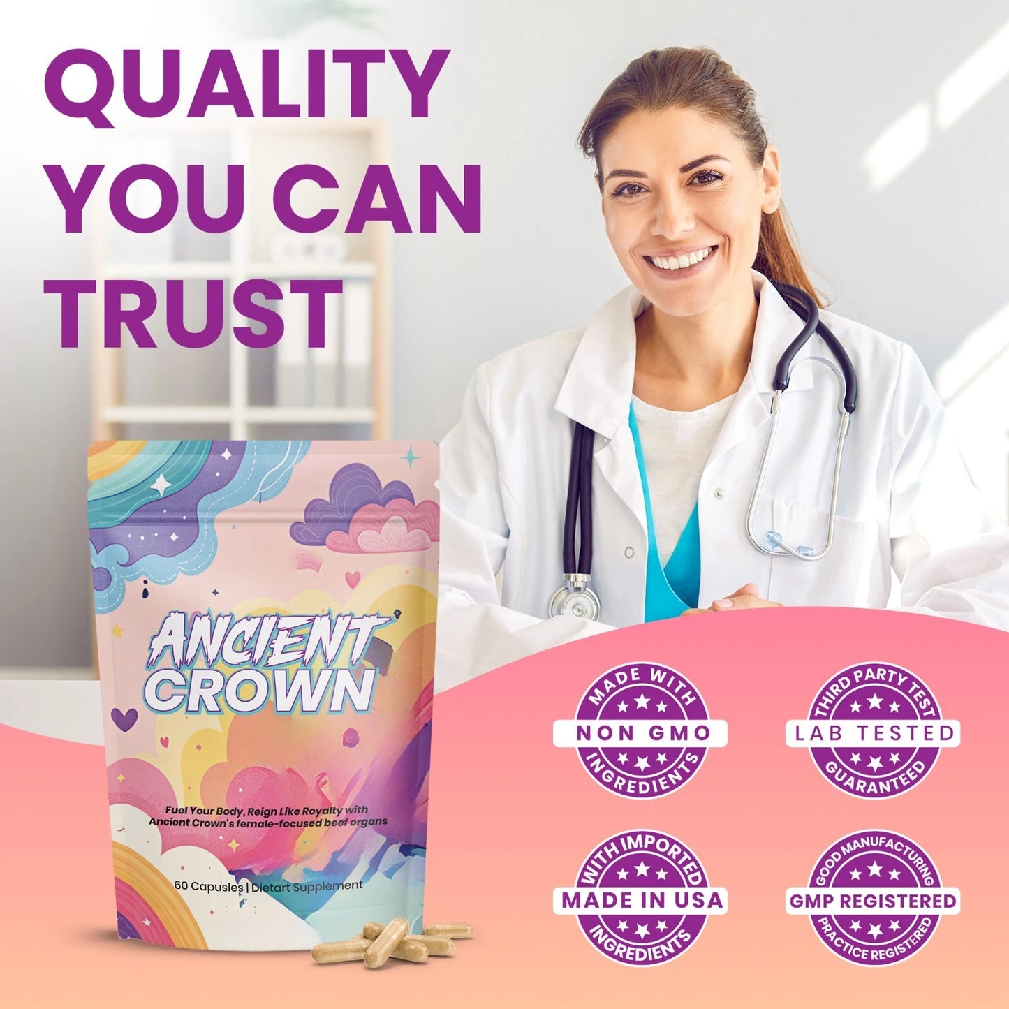 Ancient Crown Beef Organ Supplement for Women 60 capsule
