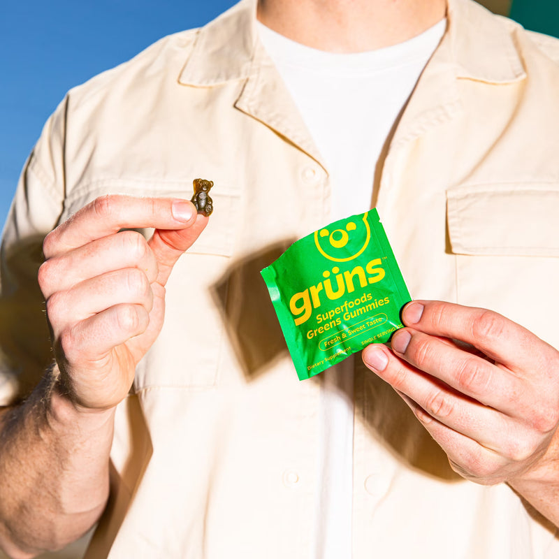 Grüns Superfood Greens Gummies 60+ Ingredients Prebiotic Gut Immune Support (28 count)