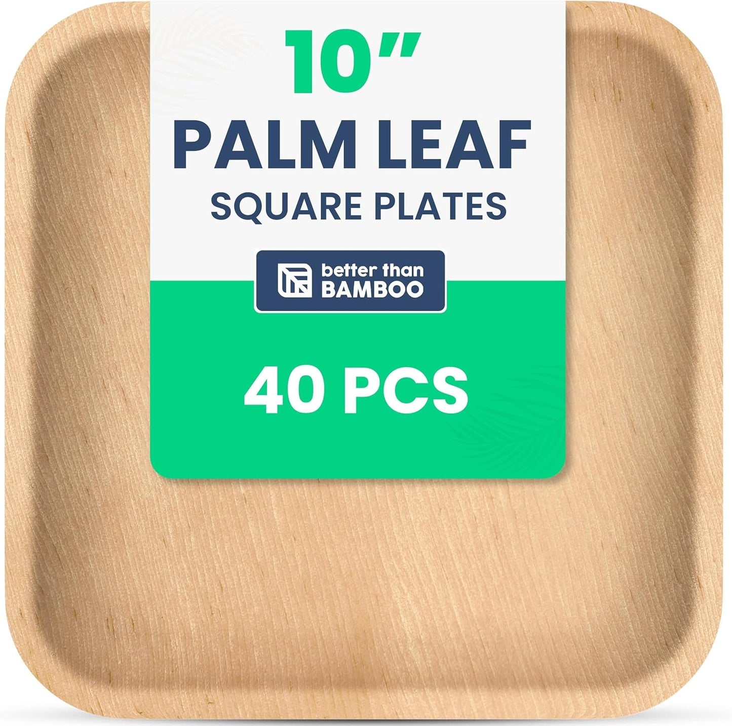 40 Disposable Plates (10 Inch) + 80 FREE Compostable Cutlery (40 Forks, 40 Knives) | Heavy Duty Party Plates | Biodegradable, Eco-Friendly, Alternative to Bamboo, Wood, Paper, Plastic