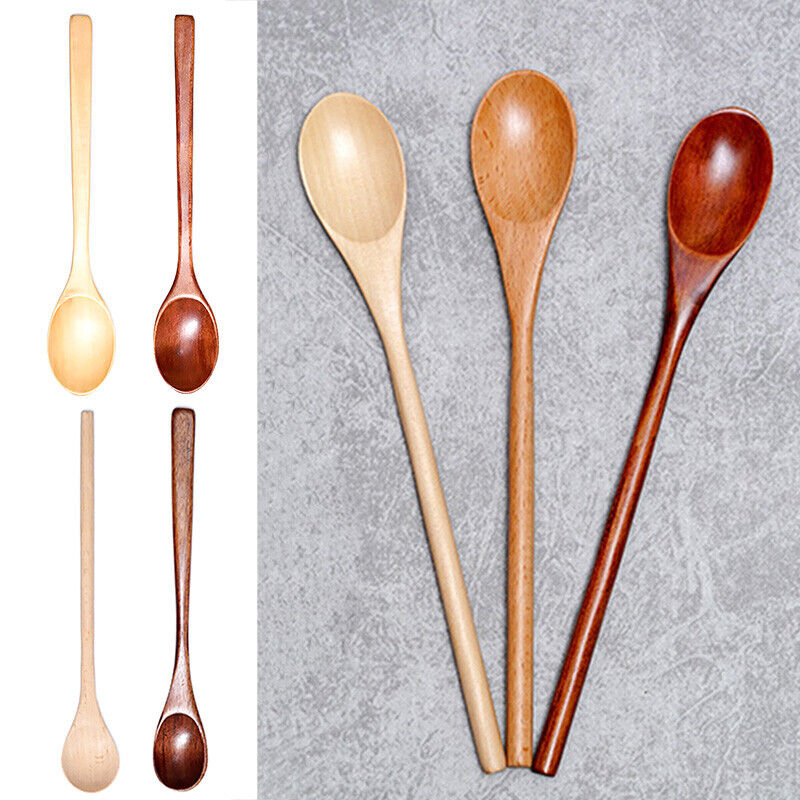 Cutlery Wooden Long Handle Spoon Coffee Teaspoon Dessert Honey Stirring Spoons