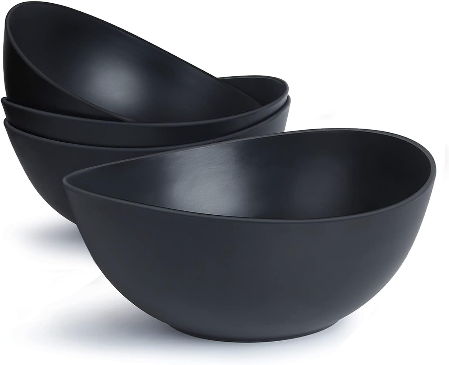 6.2'' Bamboo Fiber Cereal Bows Set of 6, Soup Bowls 24 Oz for Serving Salad, Snack, Side Dishes, Modern Oval Lightweight Bowls for Breakfast, Lunch and Dinner, Dishwasher and Freezer Safe(Matte White)