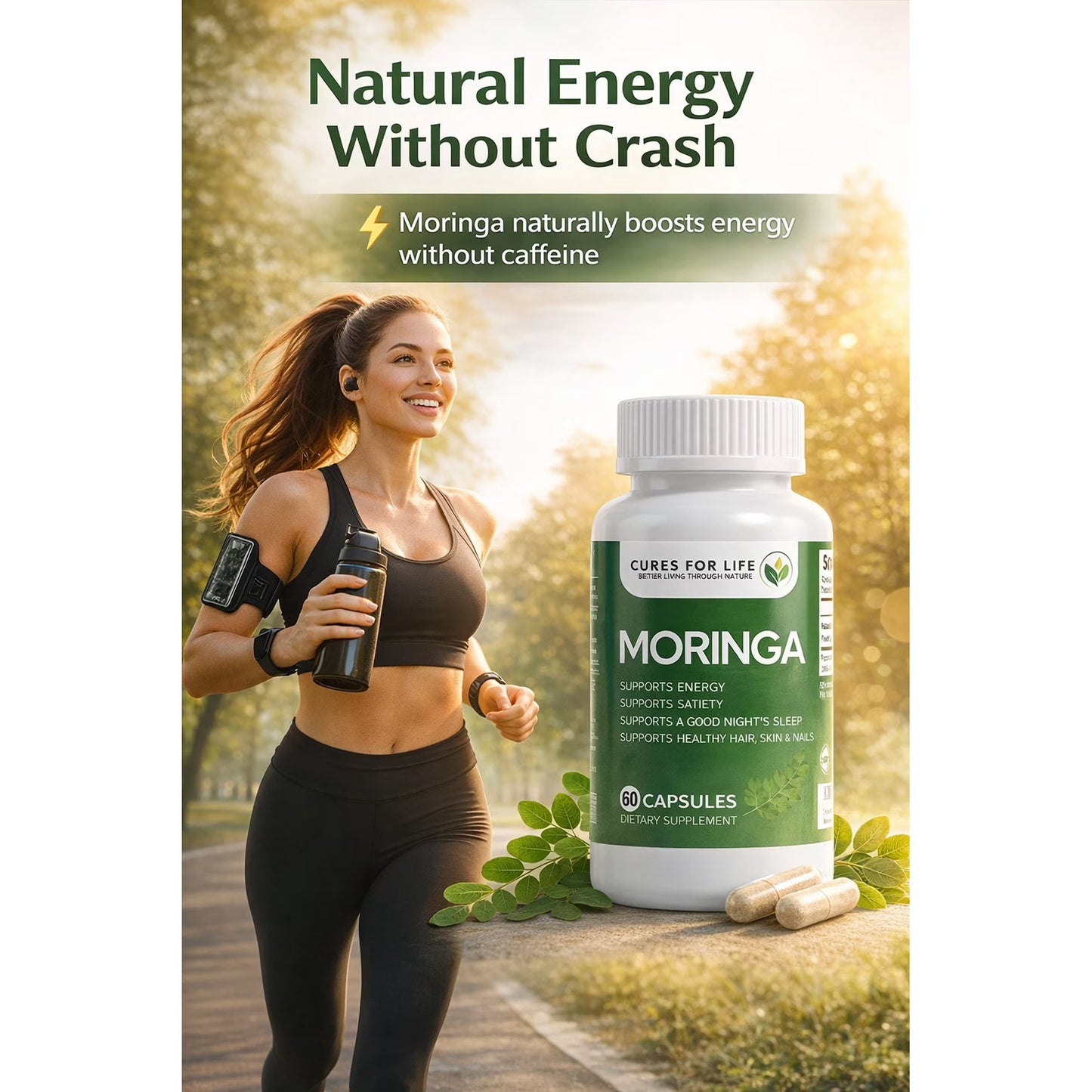 Moringa Capsules 6000mg 60 Count Moringa Leaf Extract for Energy & Immune Support