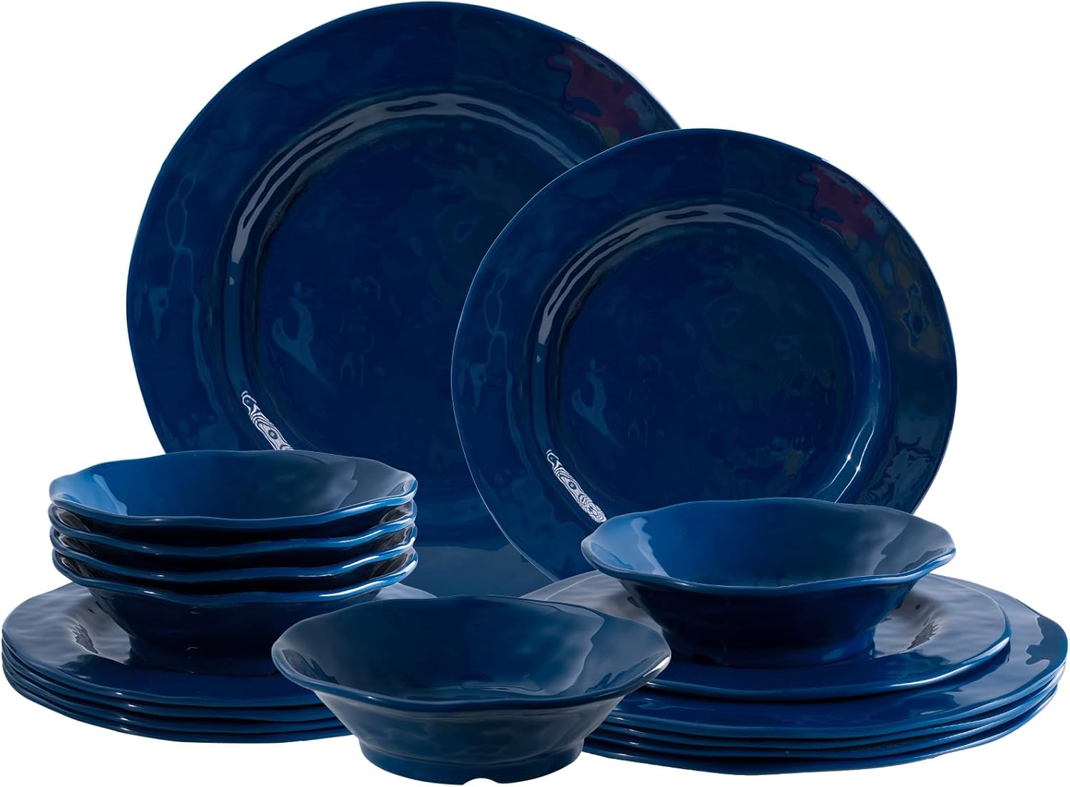 LEHAHA Bamboo White Kitchen Plates and Bowls Set, 12 Piece Non-Breakable Melamine Dinnerware Sets, Eco-Friendly Dishes Sets for 4, 12 Piece Reusable Tableware Set for Outdoor Dining, Patios, Rvs, BBQ