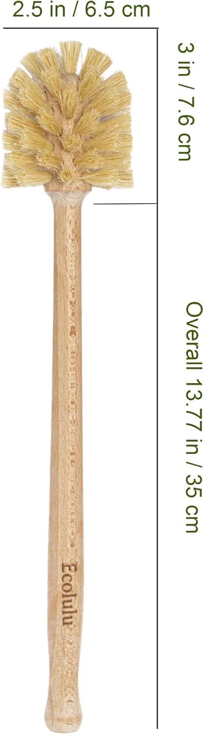 ECOLULU Eco Friendly Toilet Brush, 2 Pack Wood Toilet Brush Made of Beechwood, Strong Hemp Bristles with 360° Cleaning Power, Biodegradable Zero Waste Eco Friendly Products