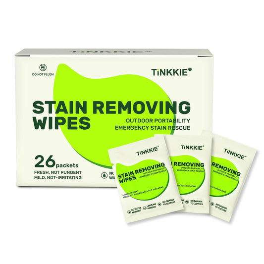 26-Pack Travel-Sized Stain Remover Wipes for Clothing Instant Stain Removal Wet Wipes for Outdoor Use