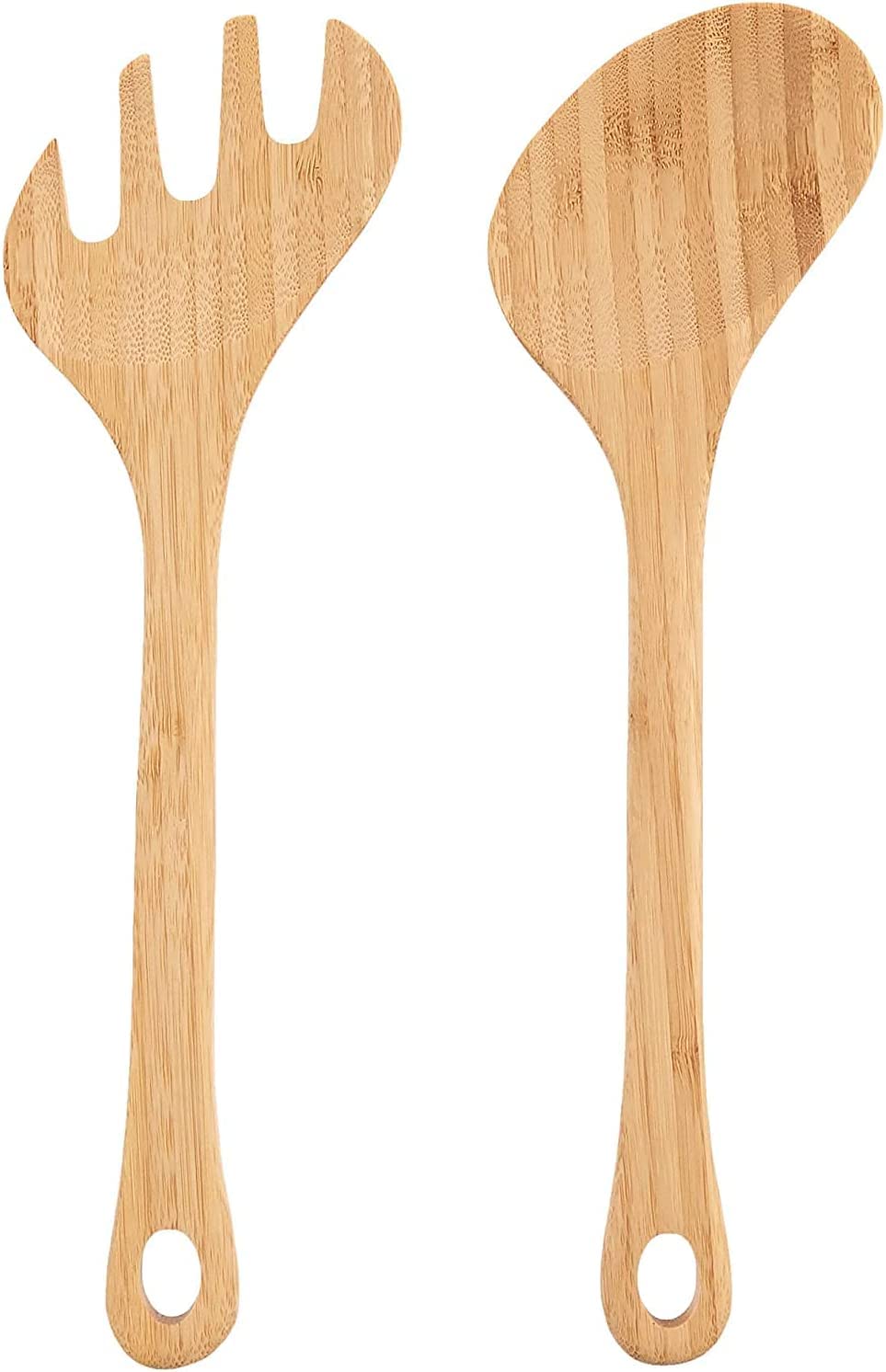 Lipper International Bamboo Wood Salad Bowls with Server Utensils, 7-Piece Set, Assorted Sizes