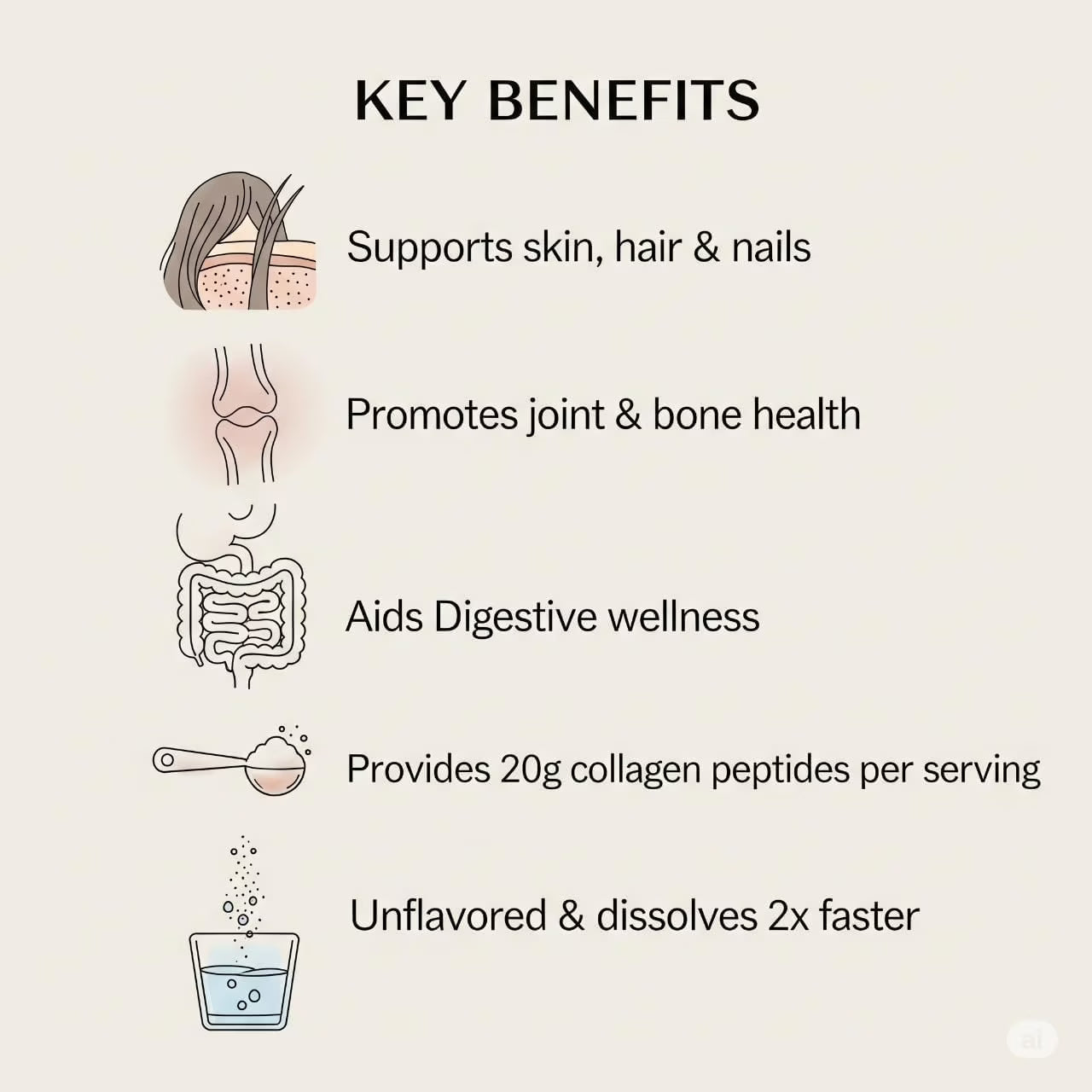 Collagen Peptides Powder Hydrolyzed Unflavored Non-GMO Kosher Keto Supports Skin Hair Nails Joints Digestion 500g