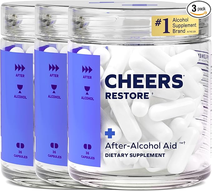 Cheers Restore–DHM & L-Cysteine for After-Drinking Support,Liver Health, (36 Count)