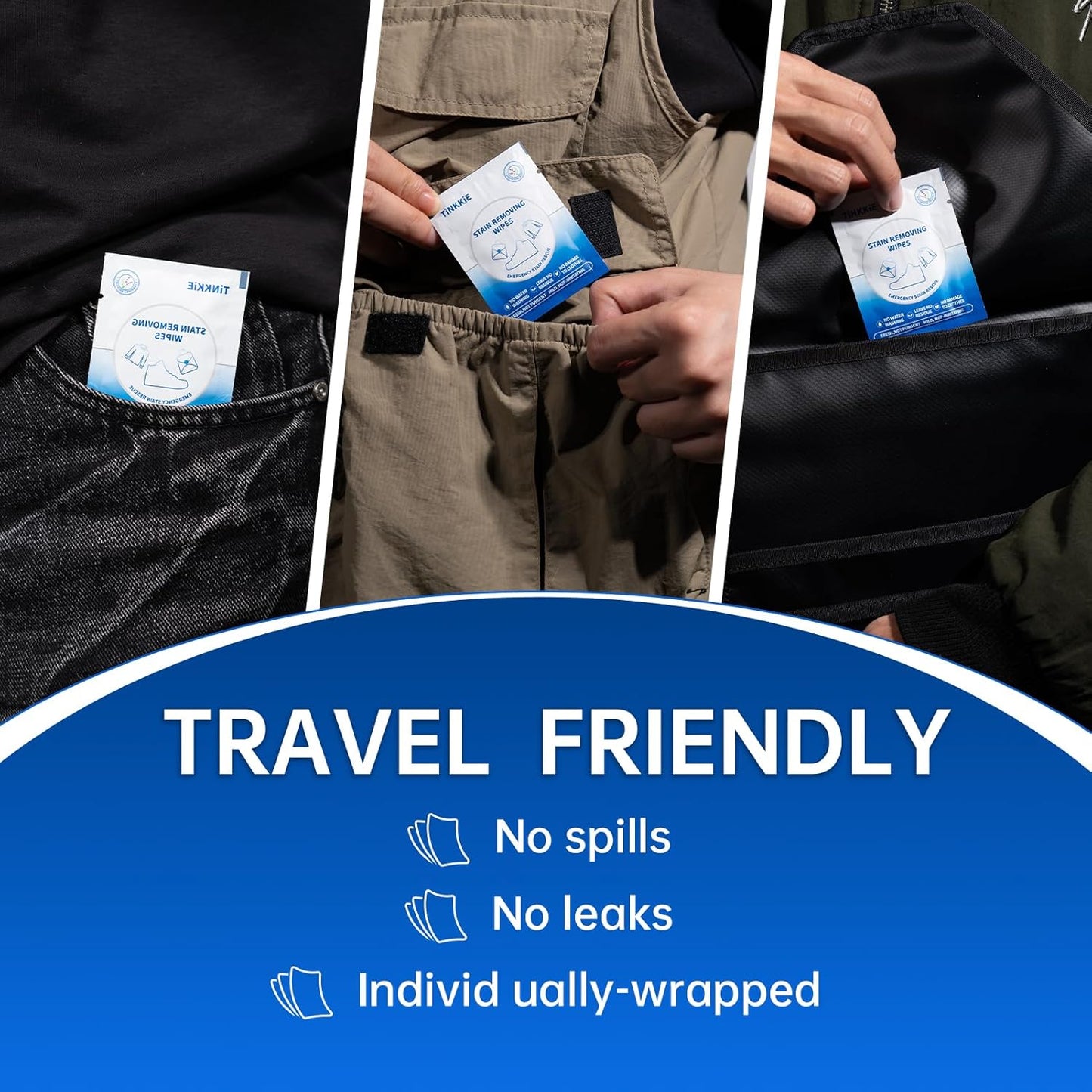 26-Pack Travel-Sized Stain Remover Wipes for Clothing Instant Stain Removal Wet Wipes for Outdoor Use